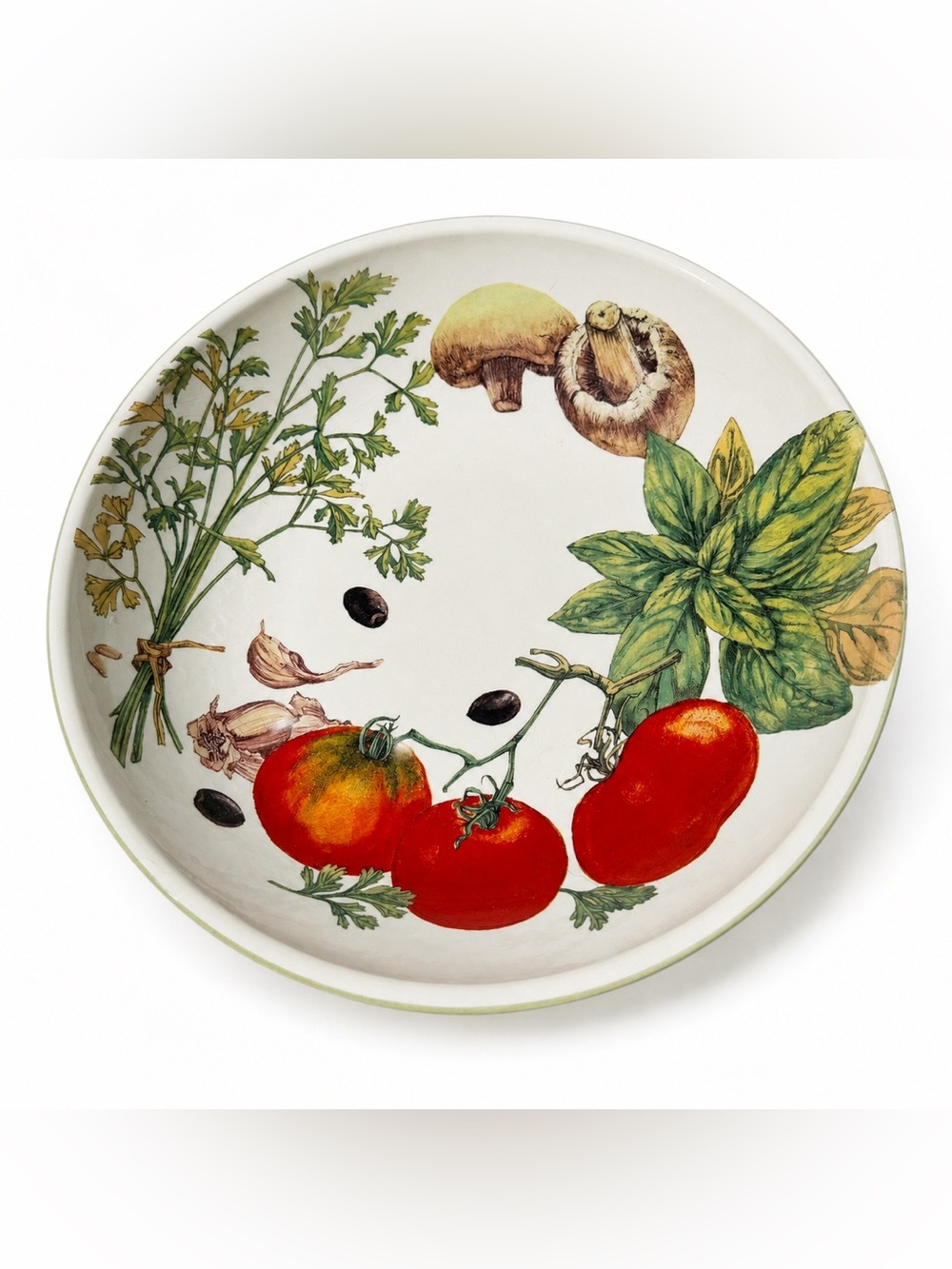 Williams Sonoma Vegetable Herbs 13” Pasta Serving Bowl Portugal Rare European